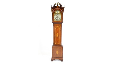 Lot 1210 - William Bell, North Shields: a handsome inlaid mahogany longcase clock.