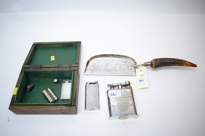 Lot 351 - A selection of lighters; and a crumb scoop.