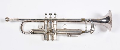 Lot 1 - E Benge Bb Silver plated trumpet with tempered bell