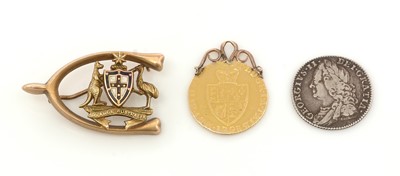 Lot 155 - Two Georgian coins and an Australian brooch