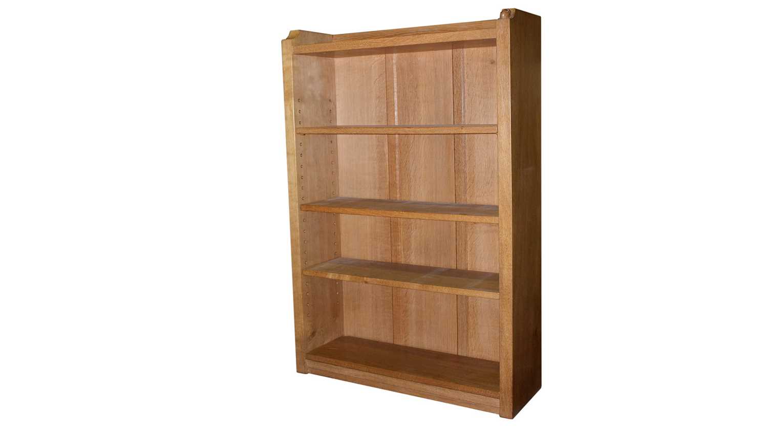 Lot 1273 - Workshop of Robert ‘Mouseman’ Thompson (Kilburn): an oak open bookcase.