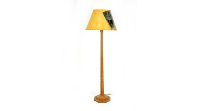 Lot 1259 - Workshop of  Robert ‘Mouseman’ Thompson (Kilburn): an oak standard lamp