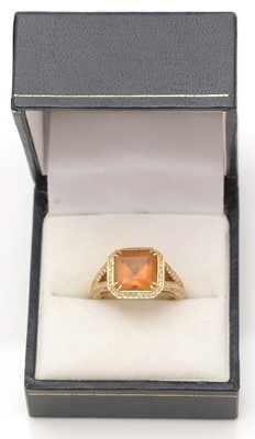 Lot 429 - A citrine and diamond dress ring, by Christopher Wharton