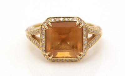 Lot 429 - A citrine and diamond dress ring, by Christopher Wharton