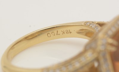 Lot 429 - A citrine and diamond dress ring, by Christopher Wharton