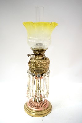 Lot 366 - A Victorian copper and brass oil lamp.