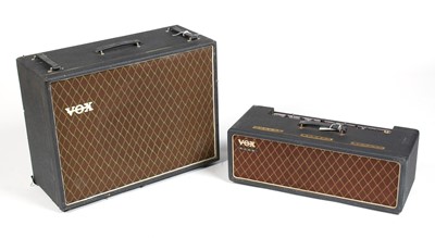 Lot 605 - A 1960's Vox AC30 bass amp head; and Vox bass cabinet.