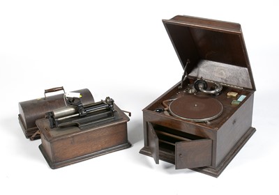 Lot 130 - Edison Home Phonograph and a HMV wind up Gramophone