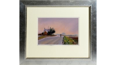 Lot 551 - Alexander Millar - Cycling in the Rain | pastel