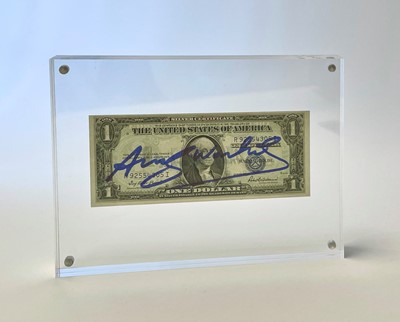 Lot 474 - Andy Warhol - Autograph on a One Dollar Banknote | pen and ink