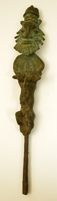 Lot 473 - An Edan Ogboni male bearded figural staff/rod