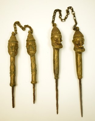 Lot 478 - Two pairs of Edan Ogboni staffs/rods
