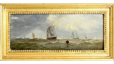 Lot 970 - William Adolphus Knell - Shipping off the Coast | oil on panel
