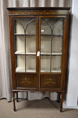 Lot 63 - An Edwardian mahogany and line inlaid display cabinet.