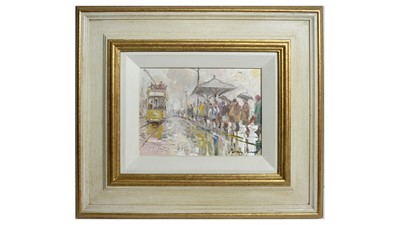 Lot 191 - Peter Knox - Rainy Day Tram Stop | oil
