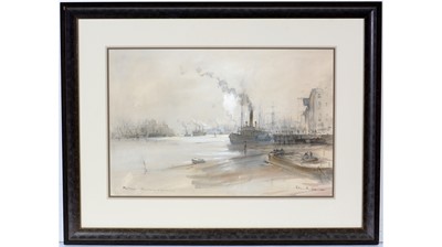 Lot 730 - Peter Knox - The Tyne, The Ferry at Low Water | watercolour