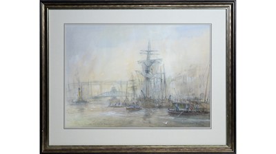 Lot 28 - Peter Knox - On the Ebb Brigg Shifting Downstream | watercolour