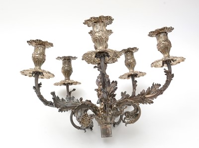 Lot 583 - A William IV silver five-branch candelabrum, by Paul Storr
