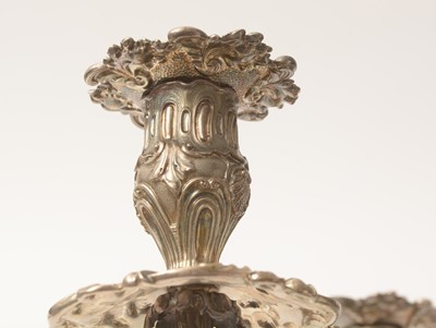 Lot 583 - A William IV silver five-branch candelabrum, by Paul Storr