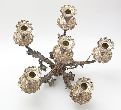 Lot 583 - A William IV silver five-branch candelabrum, by Paul Storr