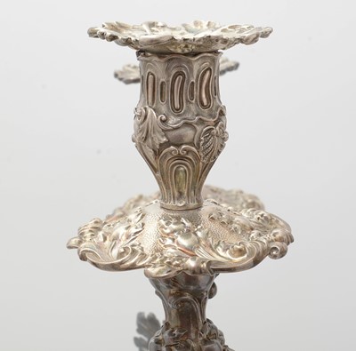 Lot 583 - A William IV silver five-branch candelabrum, by Paul Storr