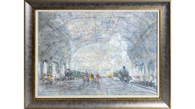 Lot 767 - Peter Knox - King's Cross: Flying Scotsman & Mallard | oil