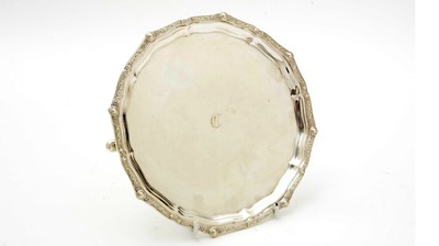 Lot 554 - A George VI silver waiter, by Reid & Sons