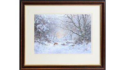 Lot 284 - Joe Hush - Winter Forge with Red Fox | acrylic