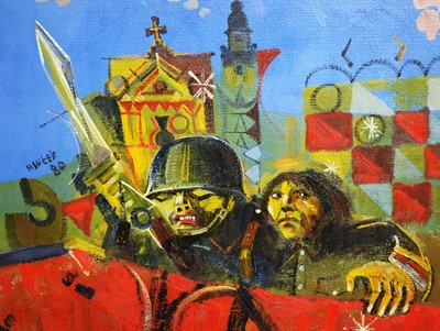 Lot 267 - Antoni Sulek - Self-Portrait on the Firing Line | oil