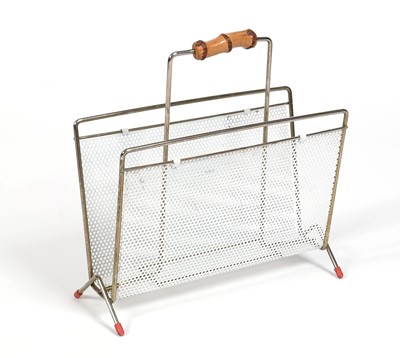 Lot 366 - Manner of Mathieu Mategot: a vintage atomic-style magazine rack/stand.