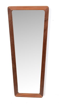 Lot 406 - A mid Century teak framed rectangular tapered mirror.