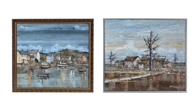 Lot 803 - Francis J. Dempsey - British Homestead and Harbour Views | oil