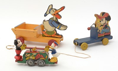 Lot 349 - Two Disney carts and a handcar toy