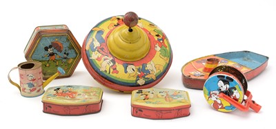 Lot 351 - A selection of Walt Disney Productions lithograph decorated tin collectables