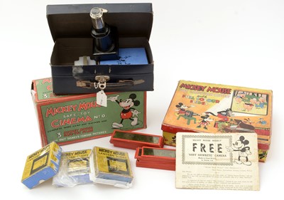 Lot 378 - Walt Disney Productions Mickey Mouse Lantern Slides and Projectors.