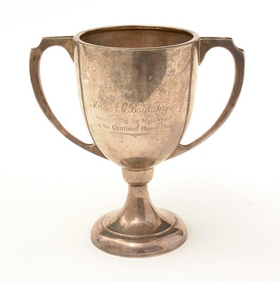 Lot 186 - A silver two-handled trophy cup.