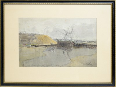Lot 743 - George Horton - Stranded at Smugglers Cave, Tynemouth Sands | watercolour