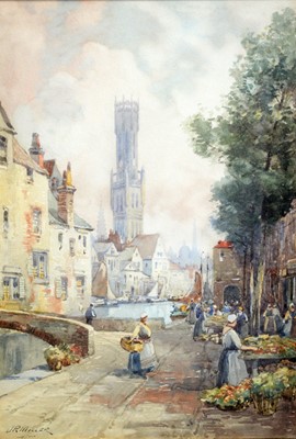 Lot 715 - J. R. Miller - Three 19th Century continental street views | watercolour