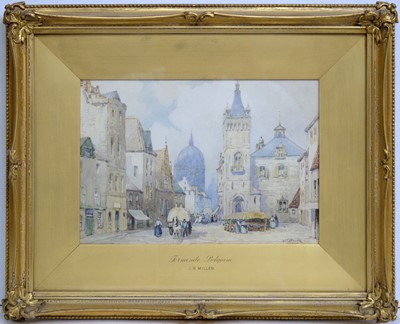 Lot 715 - J. R. Miller - Three 19th Century continental street views | watercolour