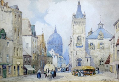 Lot 715 - J. R. Miller - Three 19th Century continental street views | watercolour