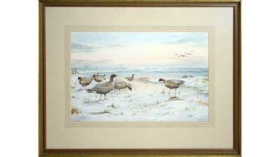 Lot 70 - Carl Donner - Winter Geese at Dawn | watercolour