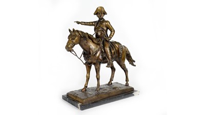 Lot 1228 - After Felix Lecomte a patinated bronze sculpture of Napoleon Boneparte