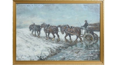Lot 1021 - John Falconar Slater - Driving Through the Snow | oil