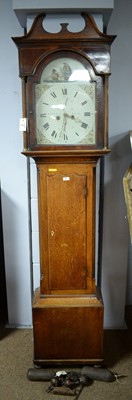 Lot 54 - Pearson & Dunn, Berwick: a Georgian oak and mahogany longcase clock.