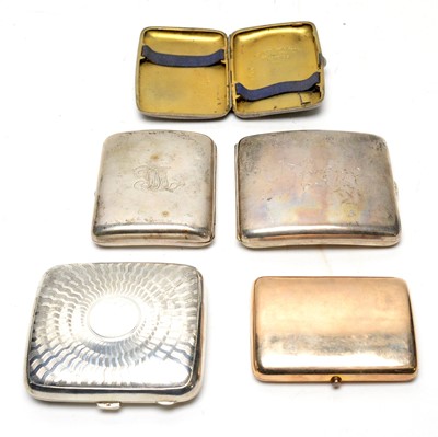 Lot 145 - Four silver cigarette cases and another.