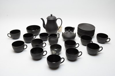 Lot 302 - Wedgwood black ceramic composite coffee service