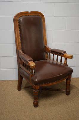 Lot 17 - A substantial Victorian oak Gentleman’s armchair.