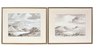 Lot 739 - Guy Todd - Cape Mountains, and On the Edge of the Karoo | watercolour en grisaille