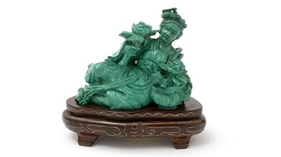 Lot 664 - Chinese carved Malachite figure