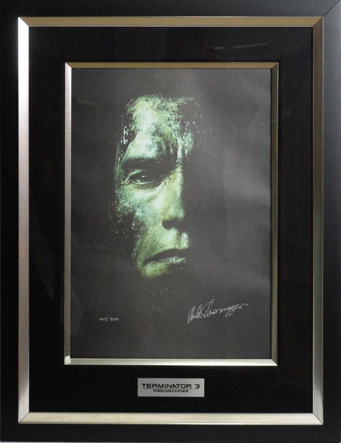 Lot 63 - Terminator 3 - Rise of the Machines: photographs signed by Arnold Schwarzenegger